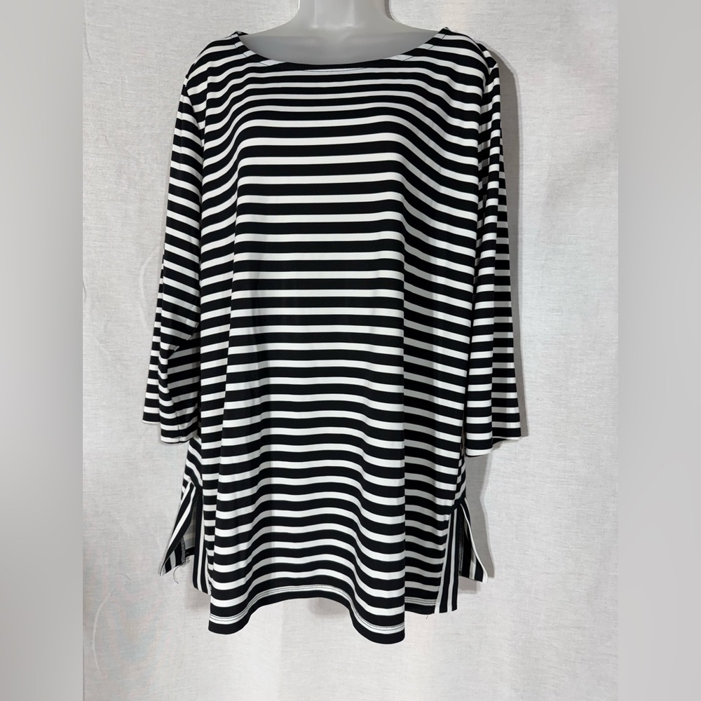 Talbots Black and White Striped knit Women's Top Size 2X